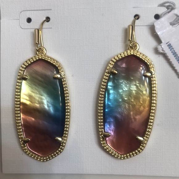 Kendra Scott 14k Gold Plated Elle Drop Earrings Yellow Watercolor Illusion NWT - Picture 3 of 13